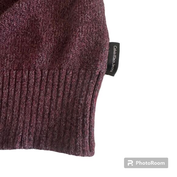 Calvin Klein Mens XXL Pull Over Quarter Zip Purple Knitted Sweater Mock Neck - Picture 5 of 6
